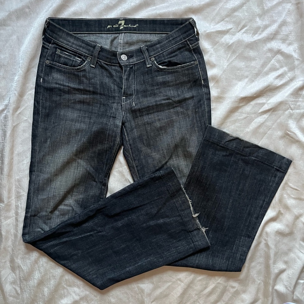 7 For All Mankind Black Faded Boot Cut Jeans